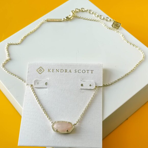 Elisa Gold Rose Quartz Pendant Necklace by Kendra Scott - Picture 2 of 3